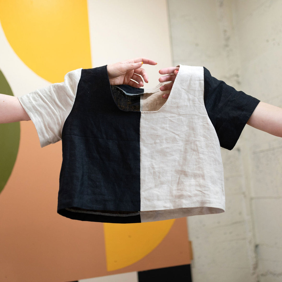 Quilted Frankie Top In Black And White