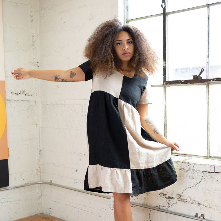 Quilted Billie Dress - B/W