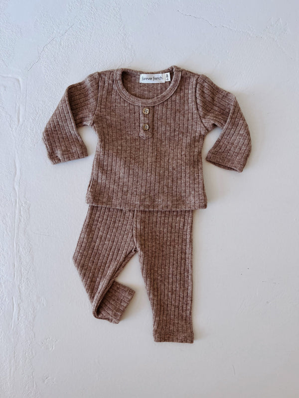 Toasted Marshmallow  Ribbed | Two Piece Lounge Set
