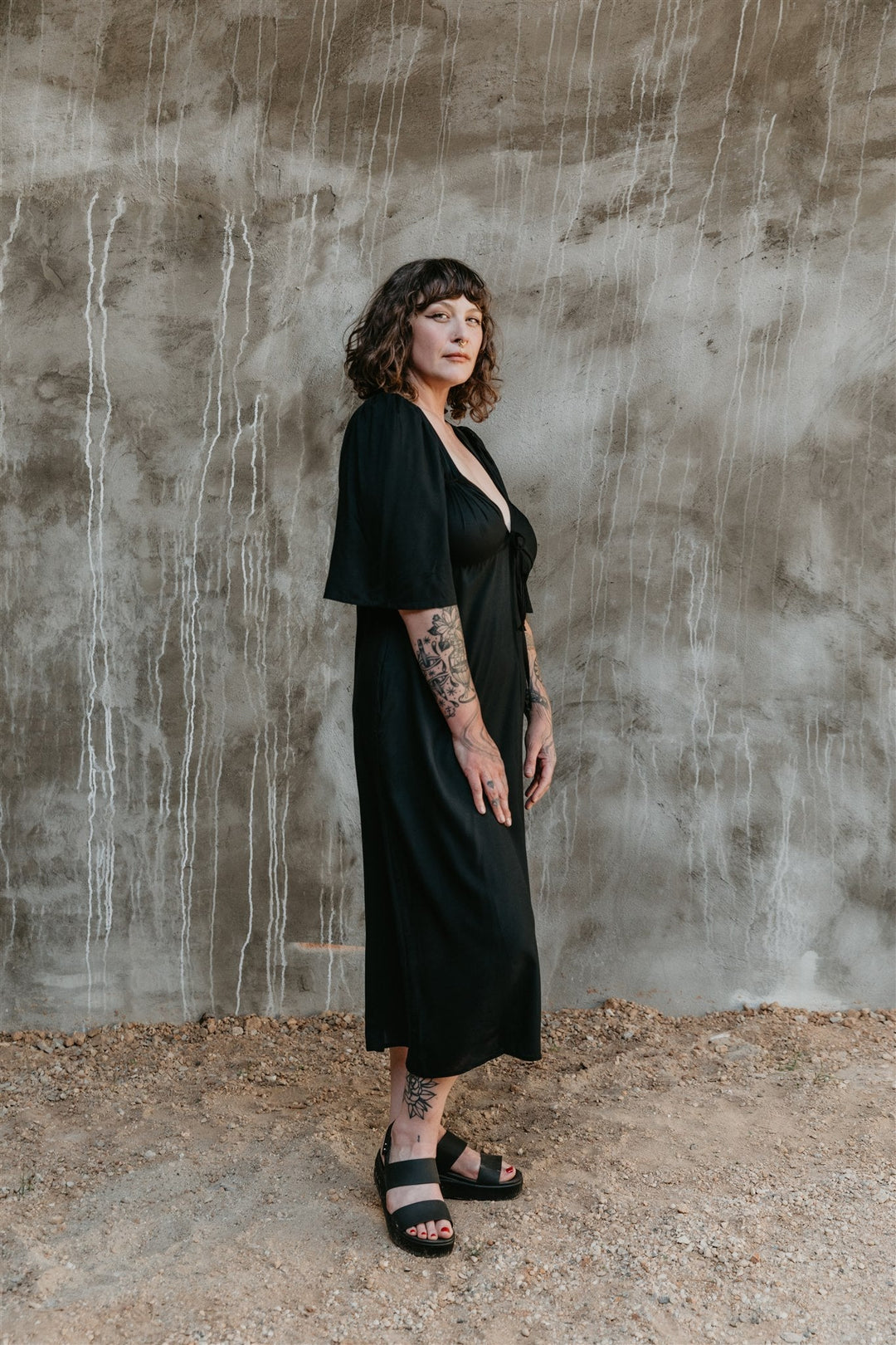 Tyrah Dress in Black Challis