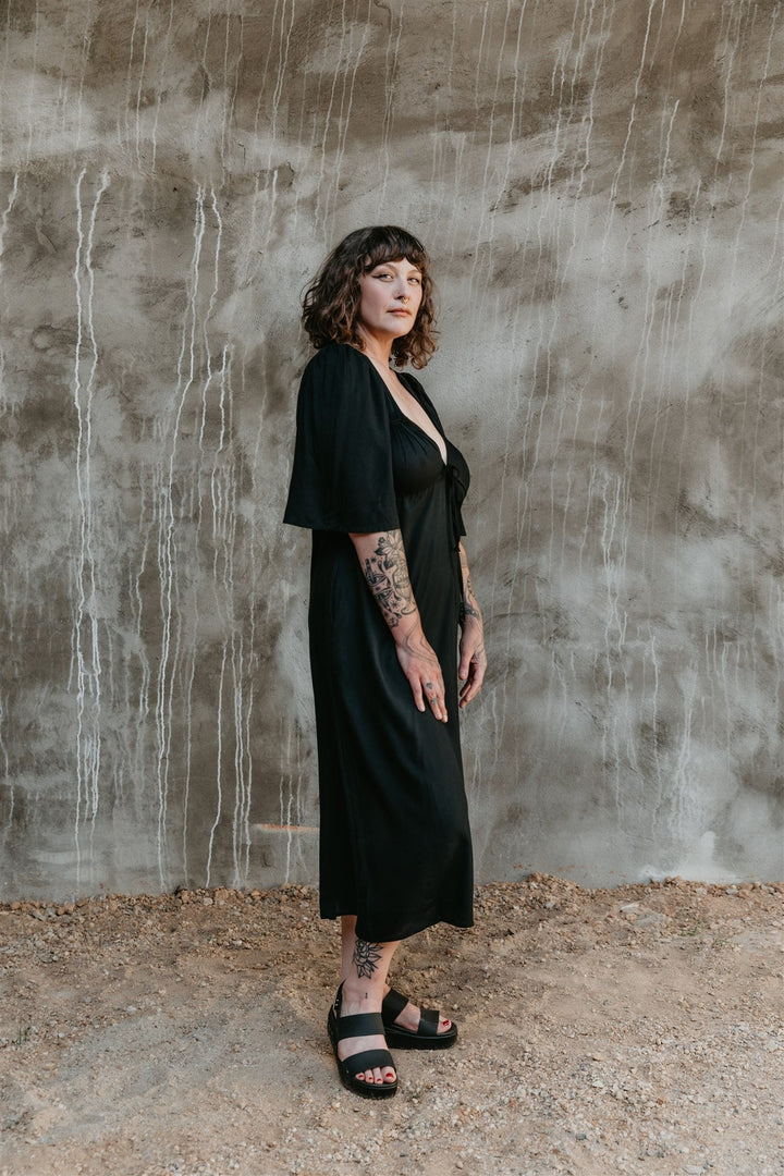 Tyrah Dress in Black Challis