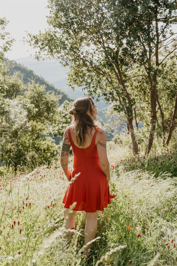 Delana Dress in Coral Challis