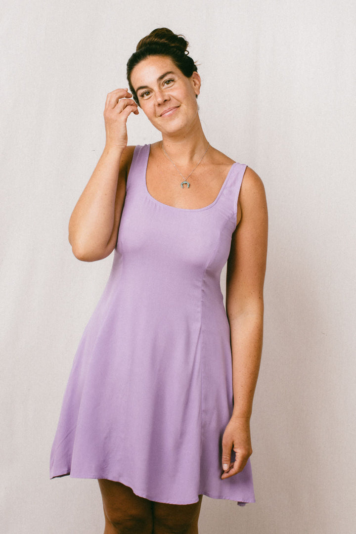 Delana Dress in Lilac Challis