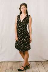 Thea Dress in Black Floral Challis