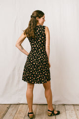 Thea Dress in Black Floral Challis