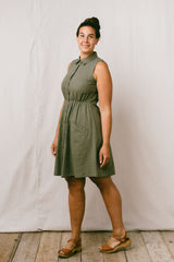 Mona Dress in Olive Linen