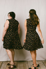 Thea Dress in Black Floral Challis