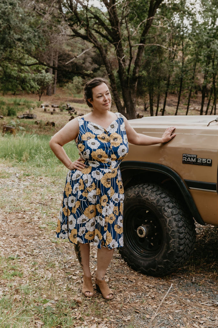 Sheet Dress in Blue Poppy Challis