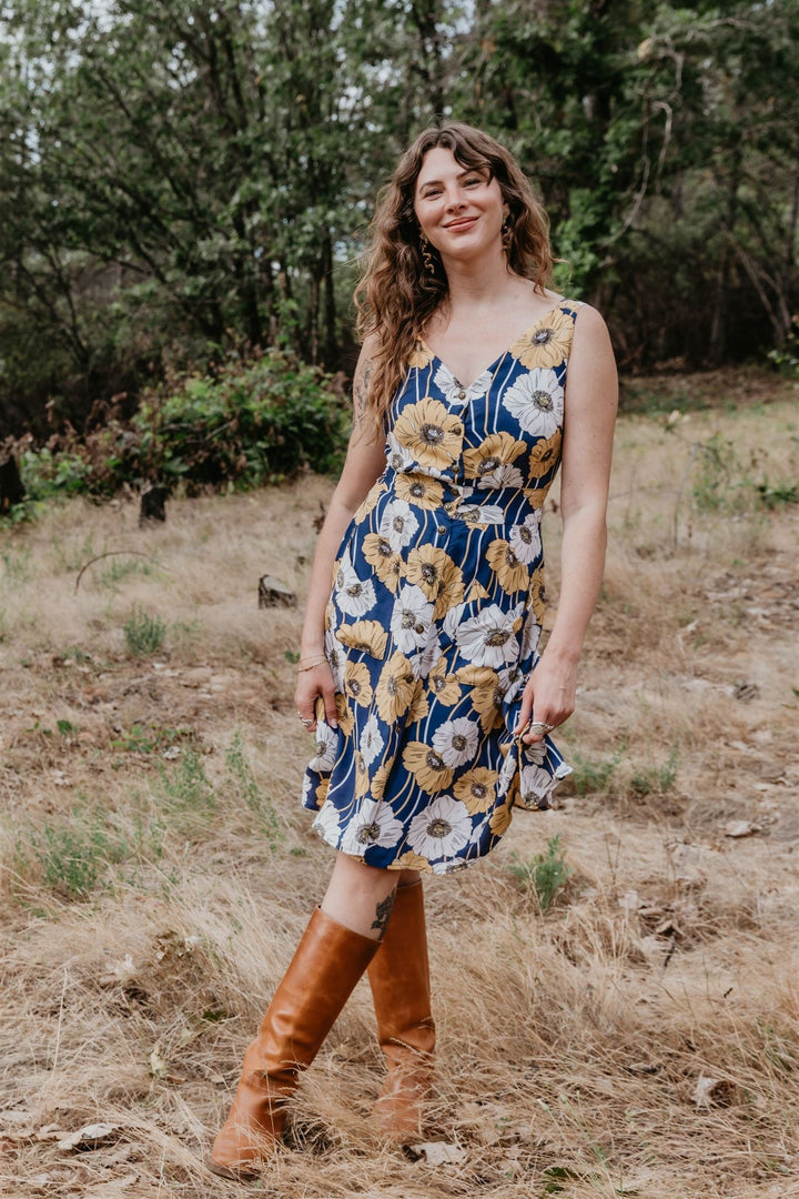 Sheet Dress in Blue Poppy Challis