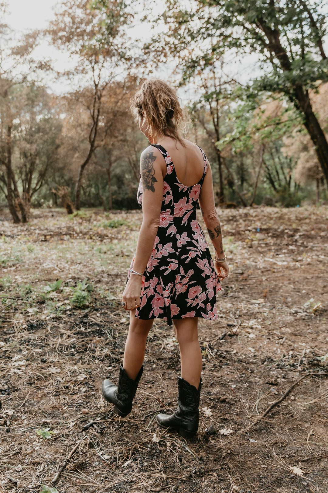 Delana Dress in Dark Floral Challis