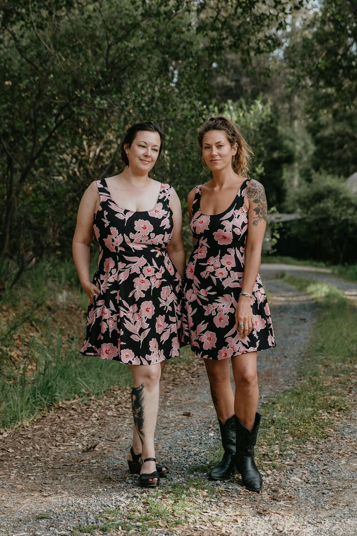 Delana Dress in Dark Floral Challis