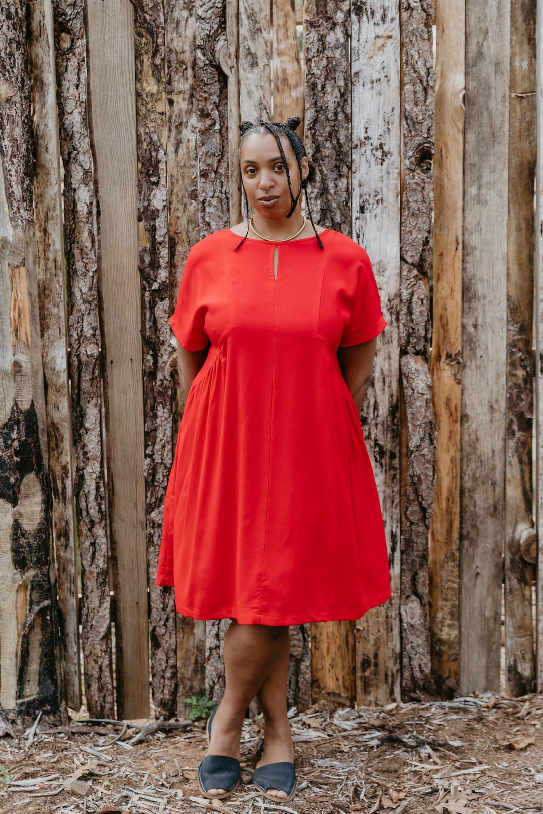 Nada Dress in Cherry Red Linen