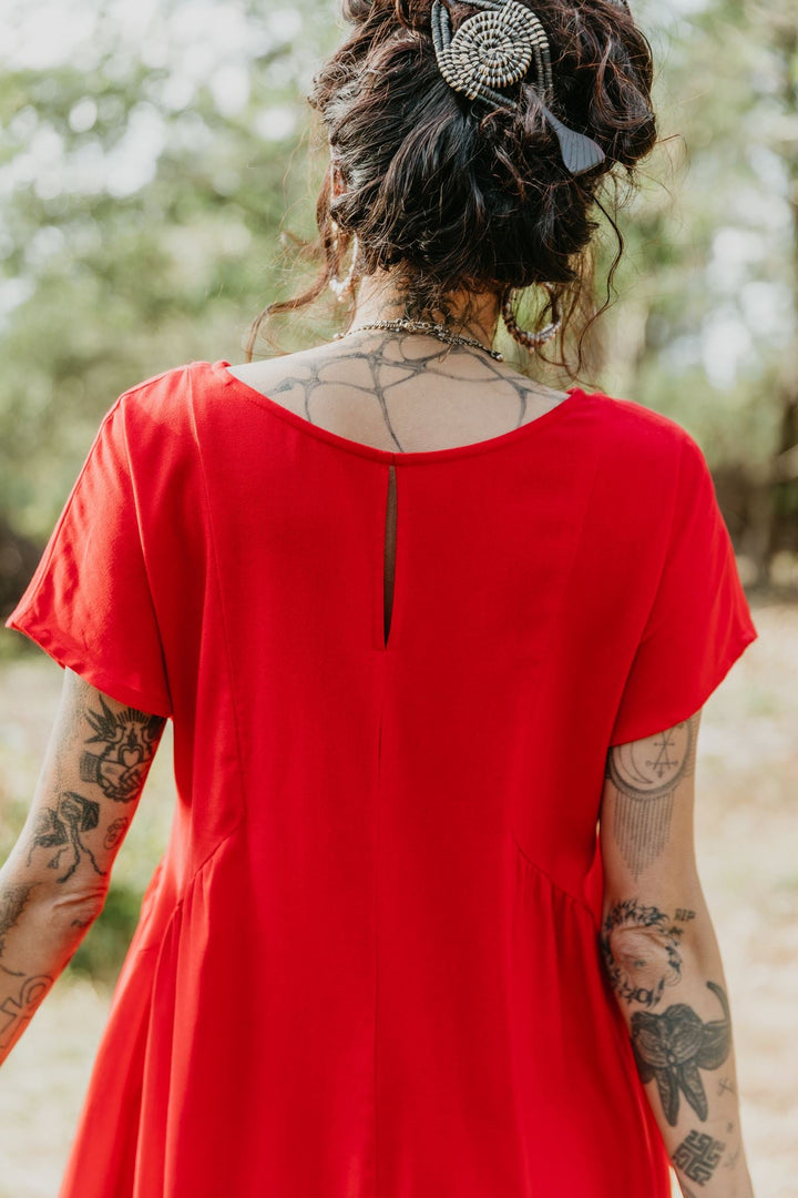 Nada Dress in Cherry Red Linen