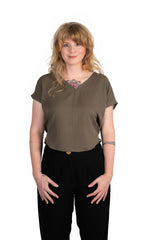 Dolman top in Olive Rayon Twill
