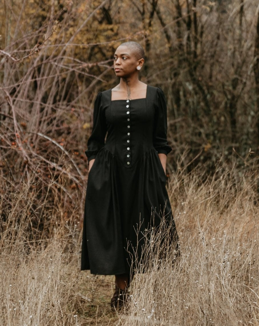 prairie dress Prairie Dress in Black Linen 2X