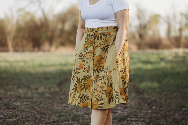 Bae Skirt in Mustard Marigold Linen