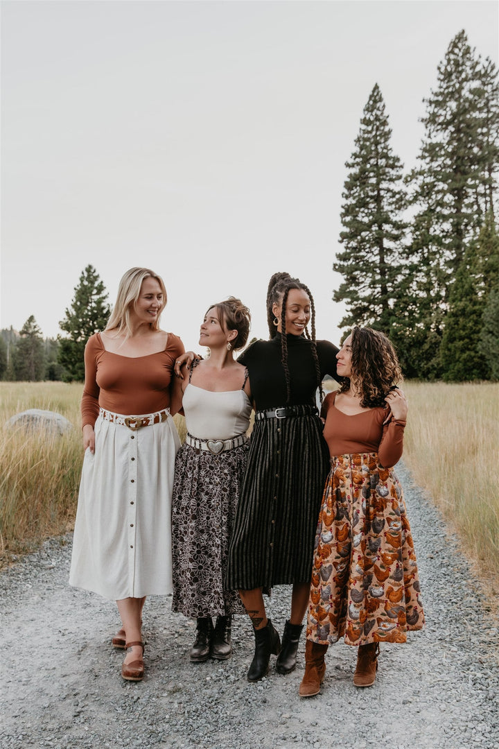 Trices Skirt in Black 2 Tone Striped Cotton