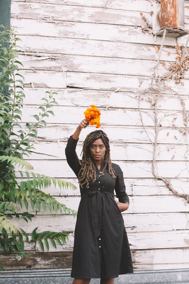Vera Dress in Black Embroidery