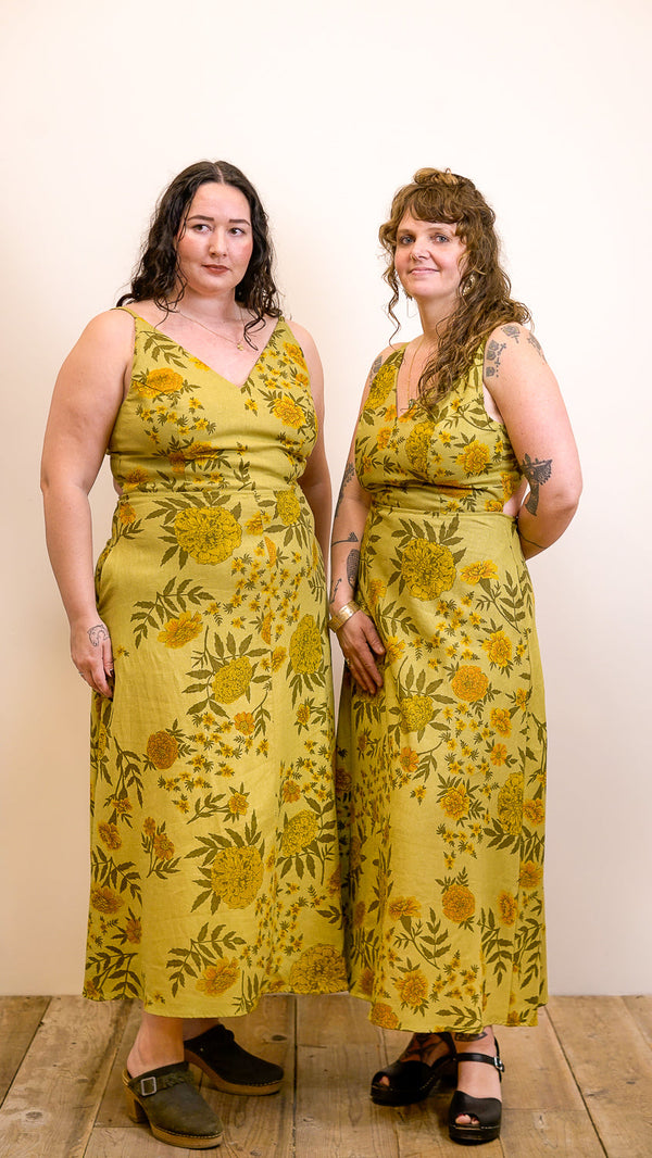 Meadow Dress in Mustard Marigold Linen