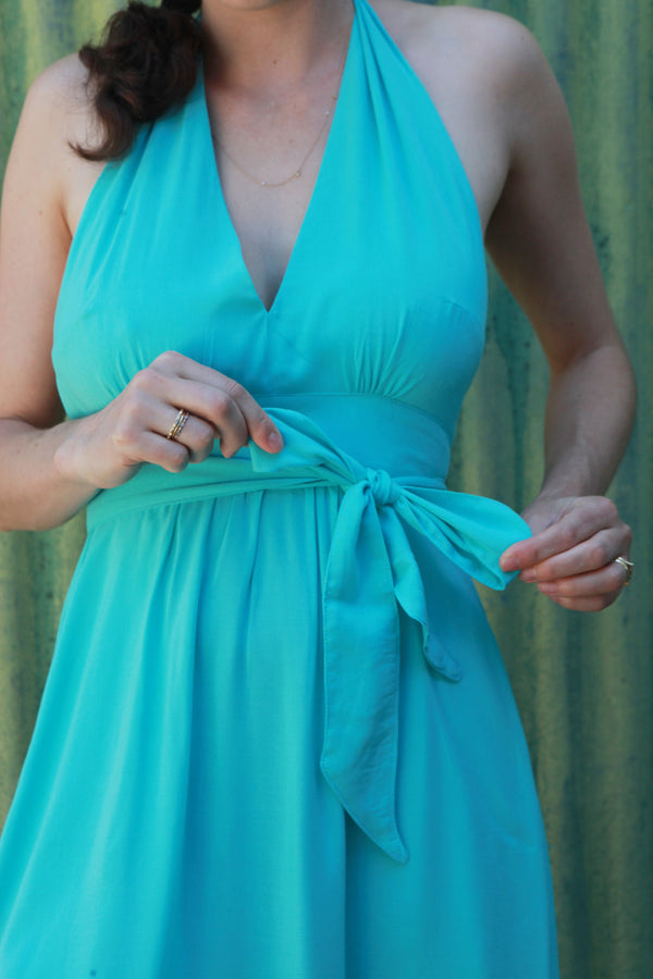 Monroe Dress in Sea Foam Challis