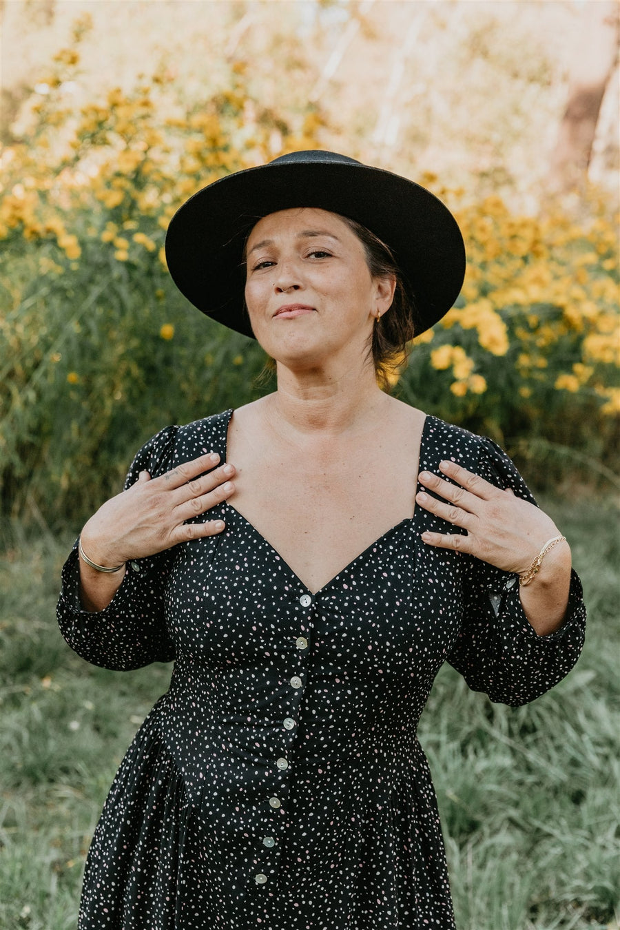 Prairie Dress in Black Dot Prairie Dress in Black Dot