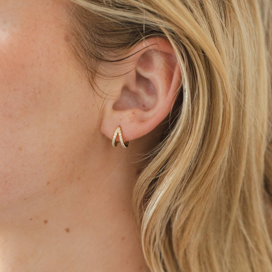 Gal Gold Double Hoop Huggie Earrings