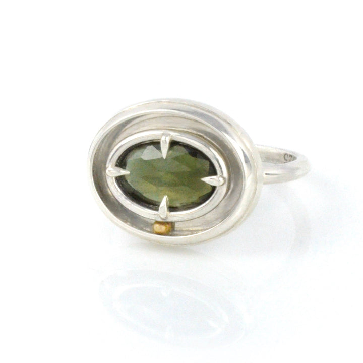 Green Tourmaline East-West Orbit Ring