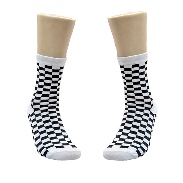 Black and White Checkered Socks from the Sock Panda (Adult Medium)
