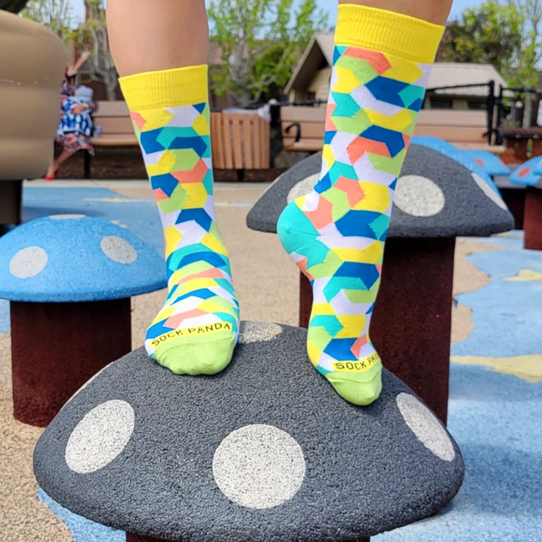 Intricate Geometric Puzzle Socks from the Sock Panda (Adult Small)