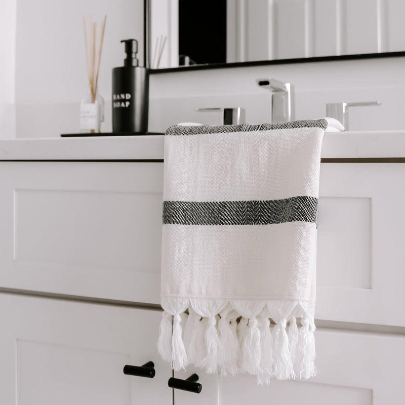 Haley Two Stripe Turkish Cotton Bamboo Hand Towel Kitchen Towel