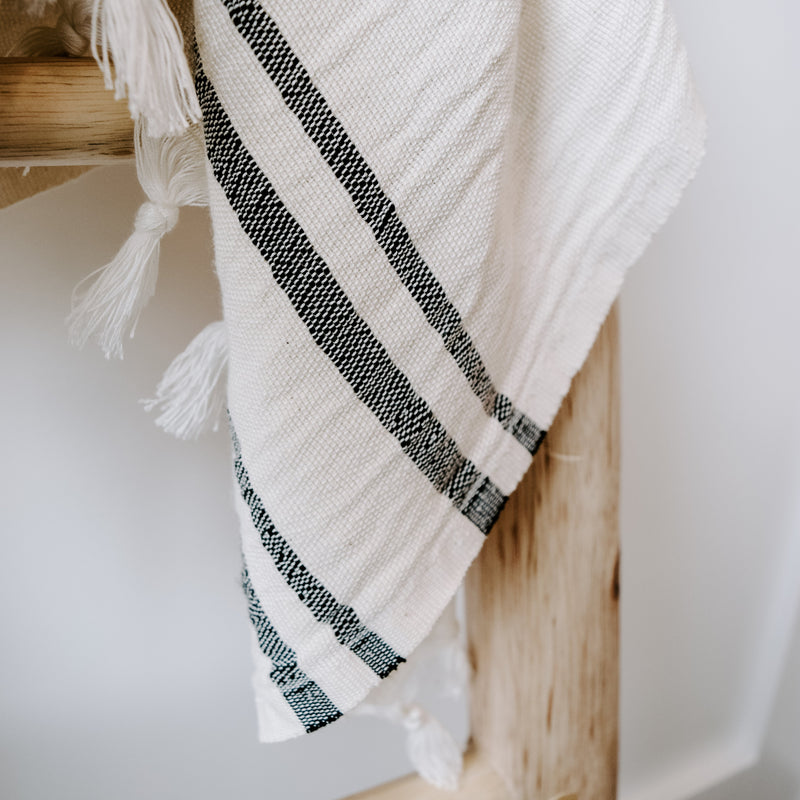 Haley Turkish Cotton + Bamboo Hand Towel - Two Stripe