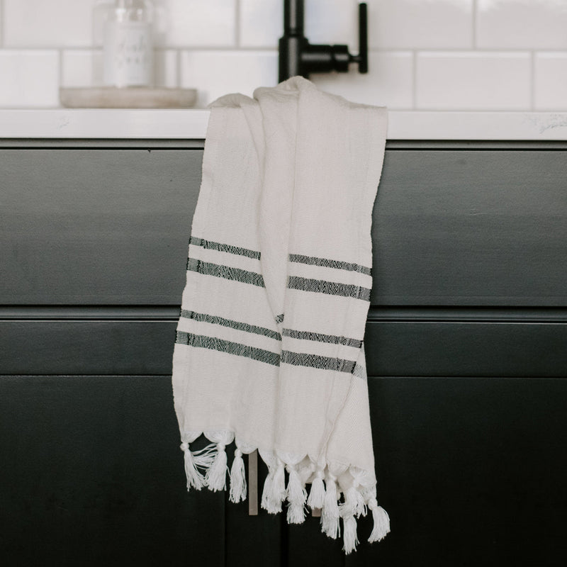 Haley Turkish Cotton + Bamboo Hand Towel - Two Stripe