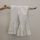 Grey Striped Tea Towel with Ruffle