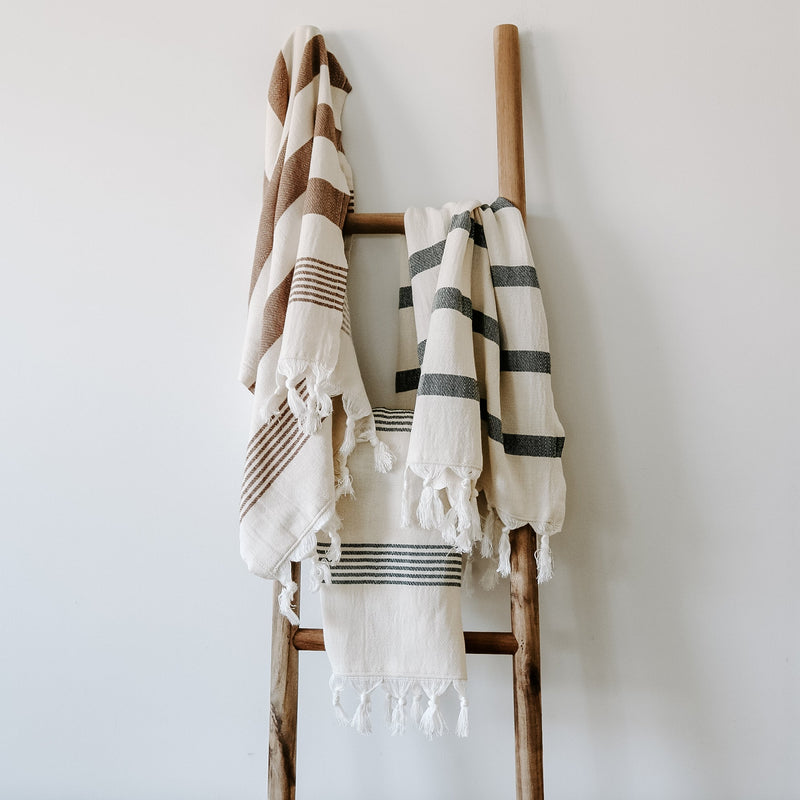 Turkish Cotton + Bamboo Hand Towel - Single Stripe