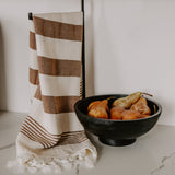 Turkish Cotton + Bamboo Hand Towel - Neutral Stripes