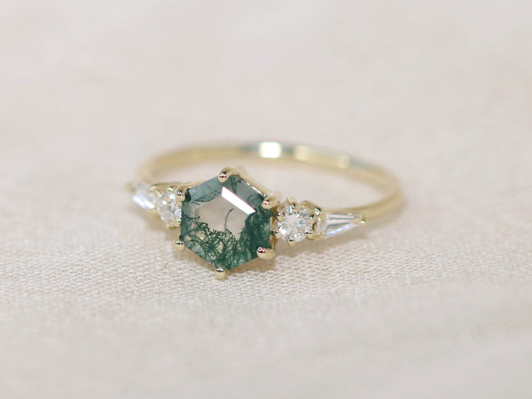 The Huntington Ring - Moss Agate