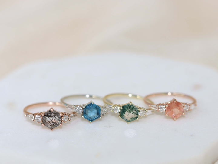 The Huntington Ring - Moss Agate