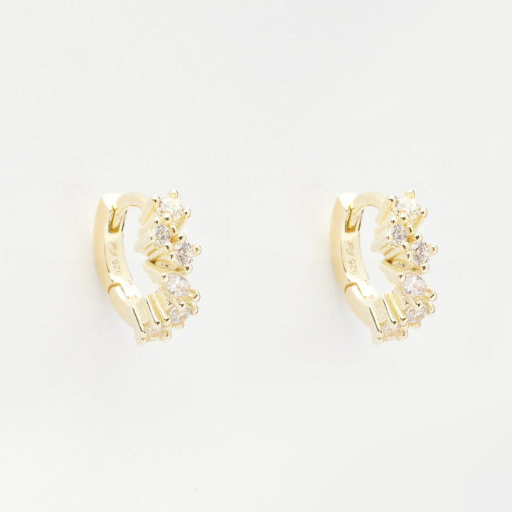 Heather Gold Stone Cluster Huggie Earrings