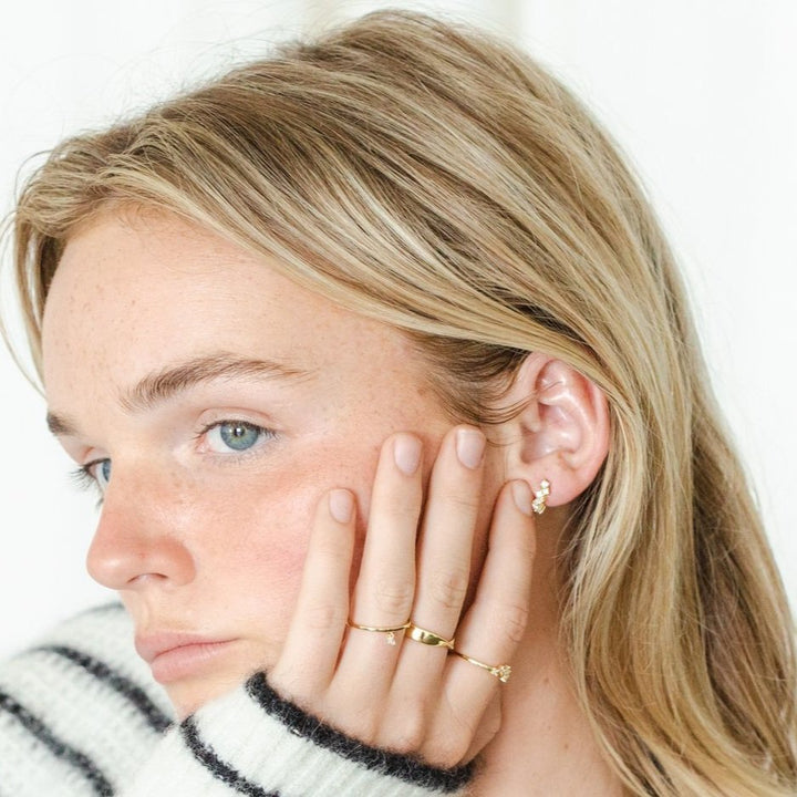Heather Gold Stone Cluster Huggie Earrings