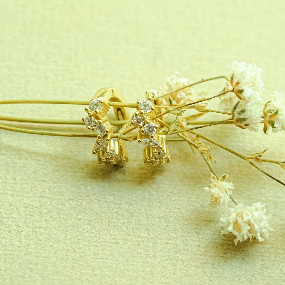 Heather Gold Stone Cluster Huggie Earrings