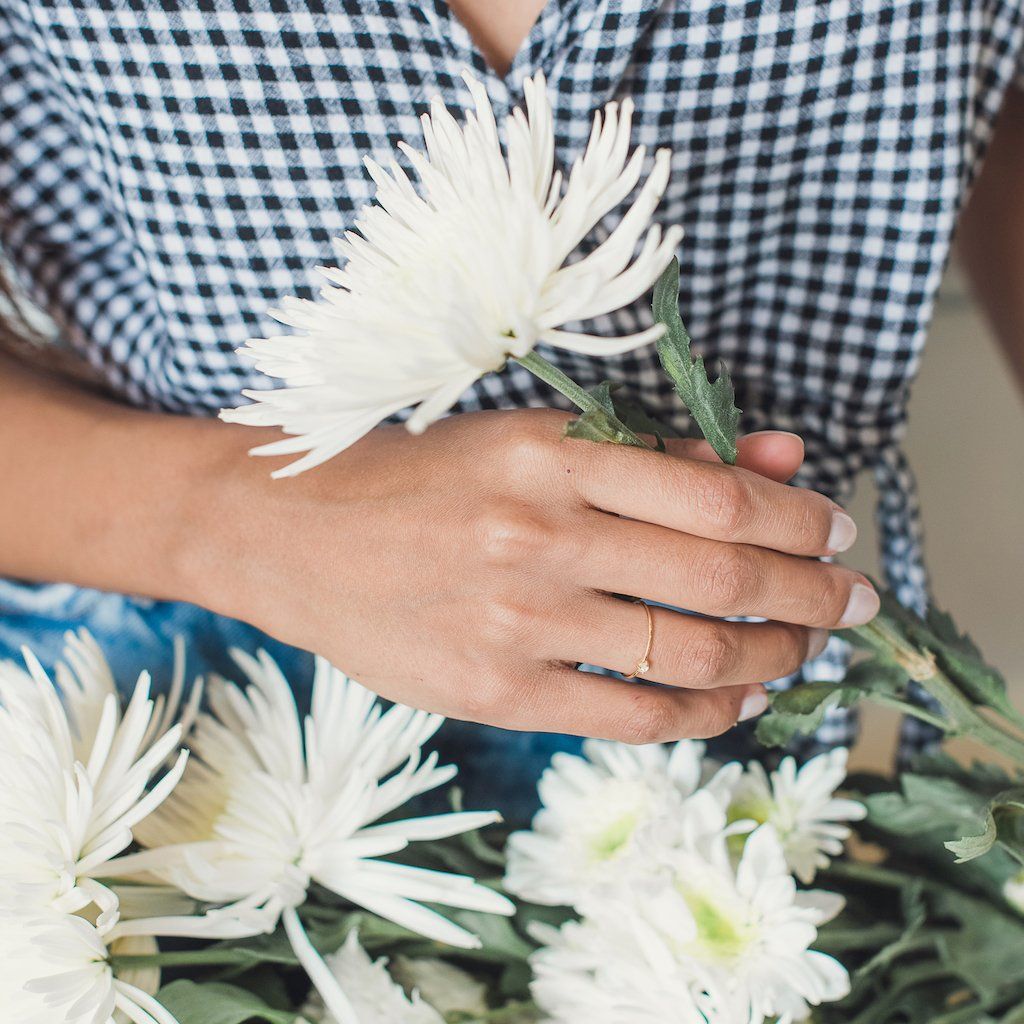 Rose Quartz Point Solitaire Ring