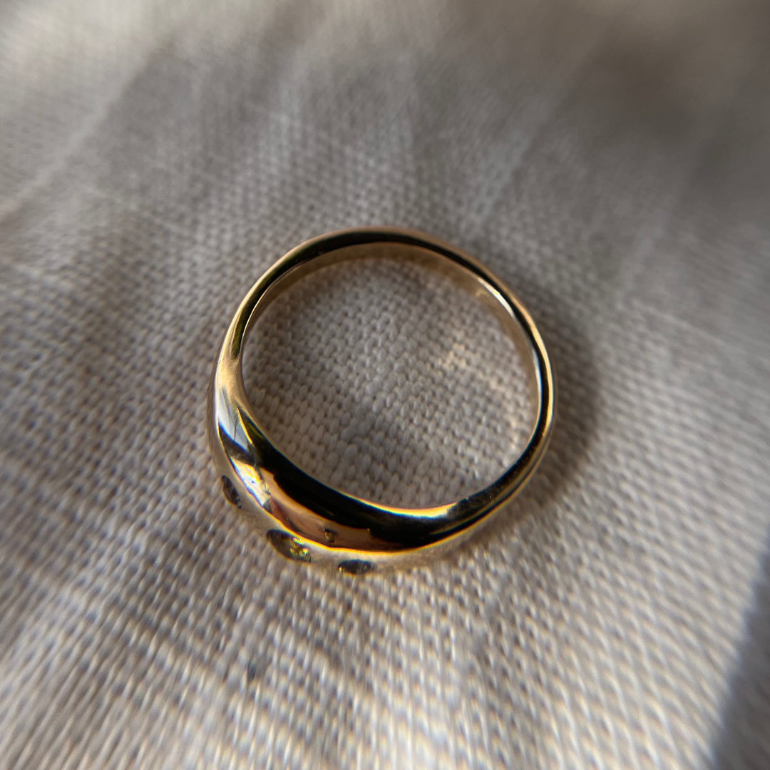 Hand Carved 14k Yellow Gold Kaleidoscope Sapphire Ring - Size 7 - One of a Kind