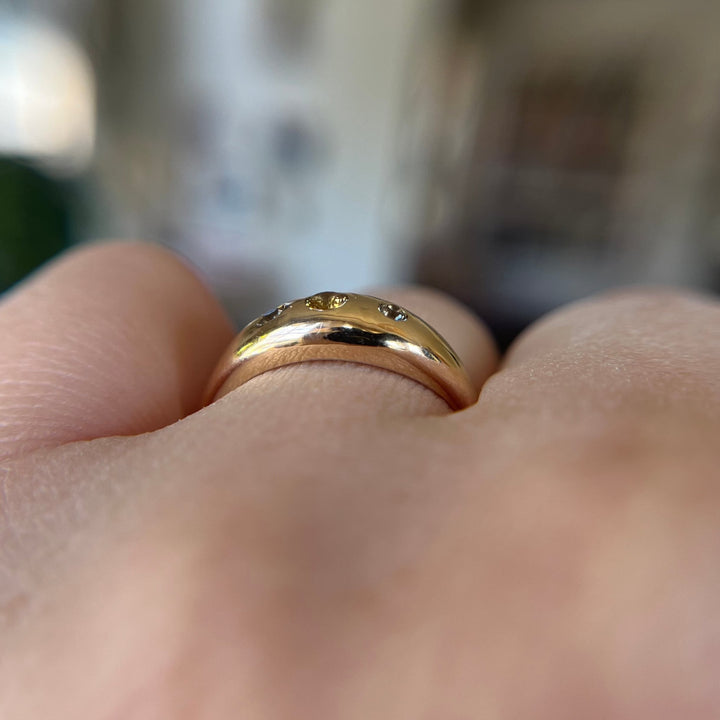 Hand Carved 14k Yellow Gold Kaleidoscope Sapphire Ring - Size 7 - One of a Kind