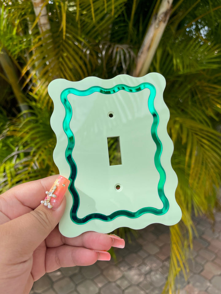 Squiggle Mirrored Light Switch Single Cover
