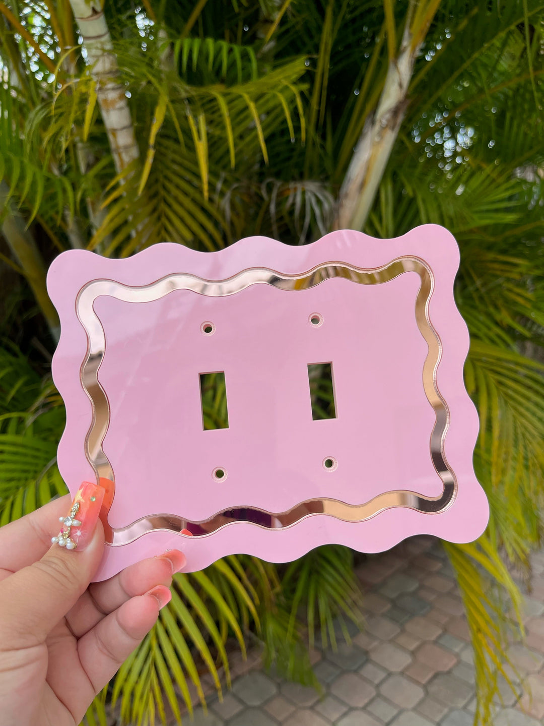 Squiggle Mirrored Light Switch Double Cover
