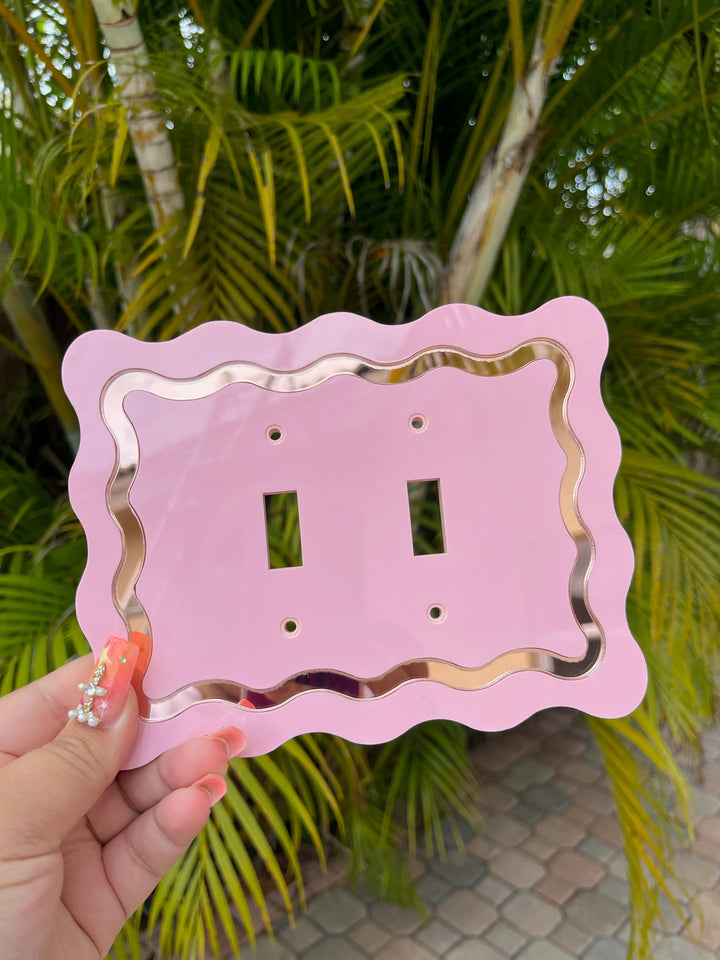Squiggle Mirrored Light Switch Double Cover