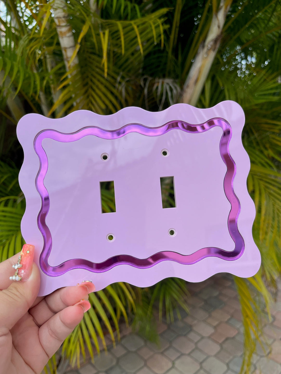 Squiggle Mirrored Light Switch Double Cover