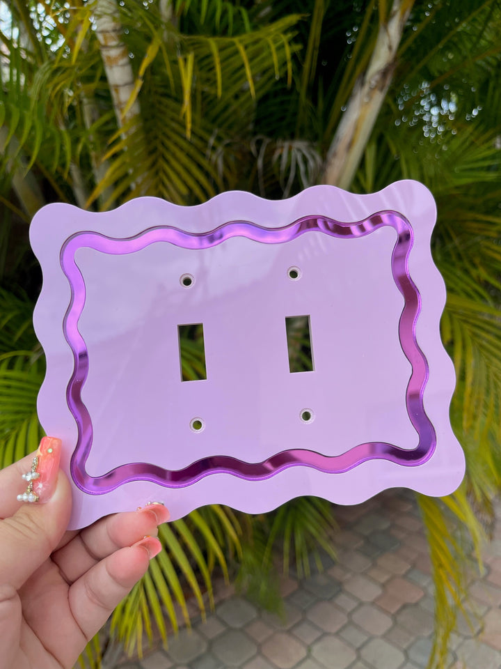 Squiggle Mirrored Light Switch Double Cover