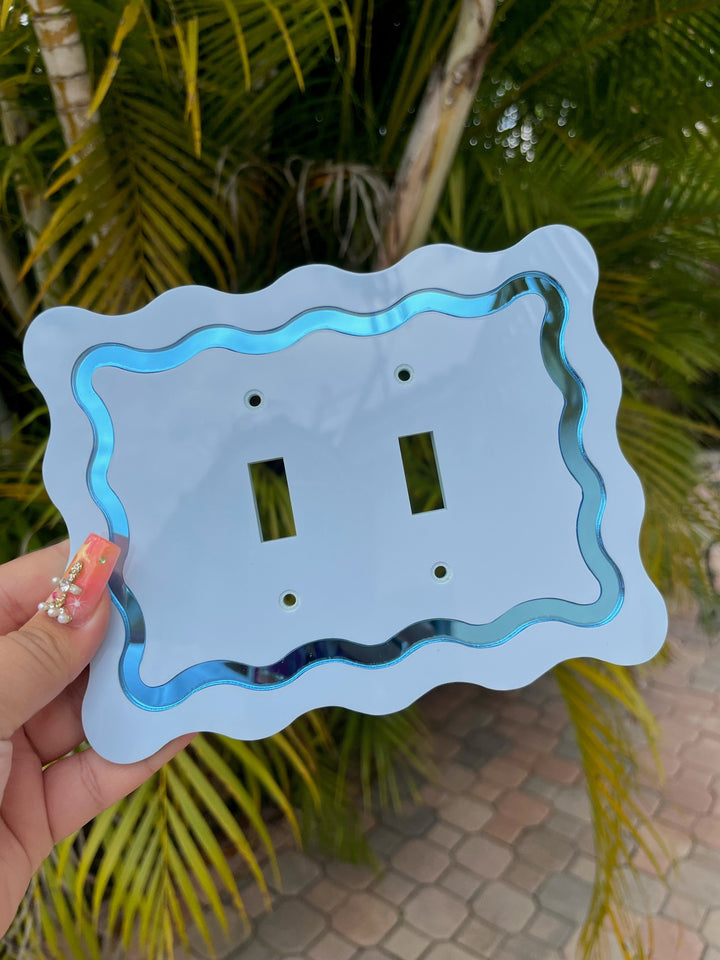 Squiggle Mirrored Light Switch Double Cover