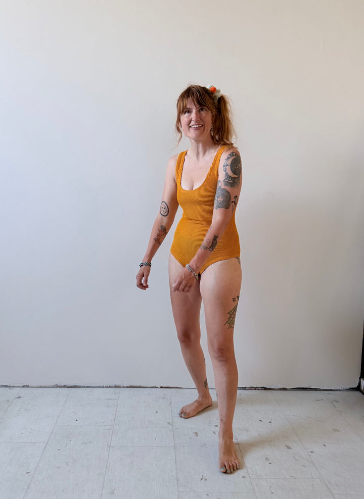 The Lyle Swimsuit in Marigold (OSFM Fabric!)